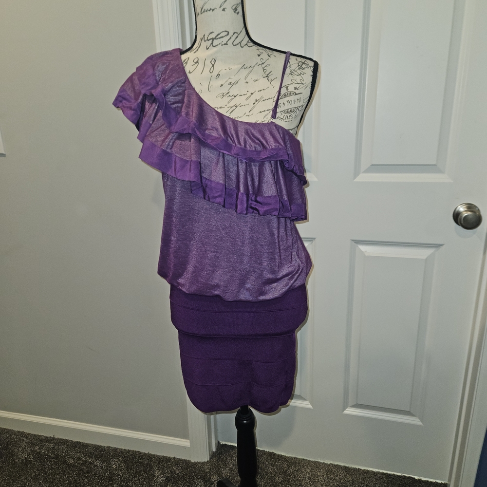 bebe Purple One Shoulder Dress